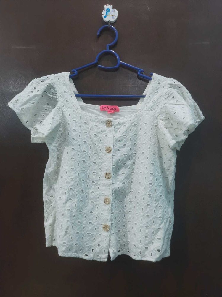 Cute White Eyelet Top