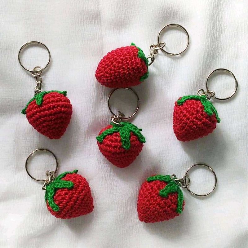 Strawberry Crochet Keychain