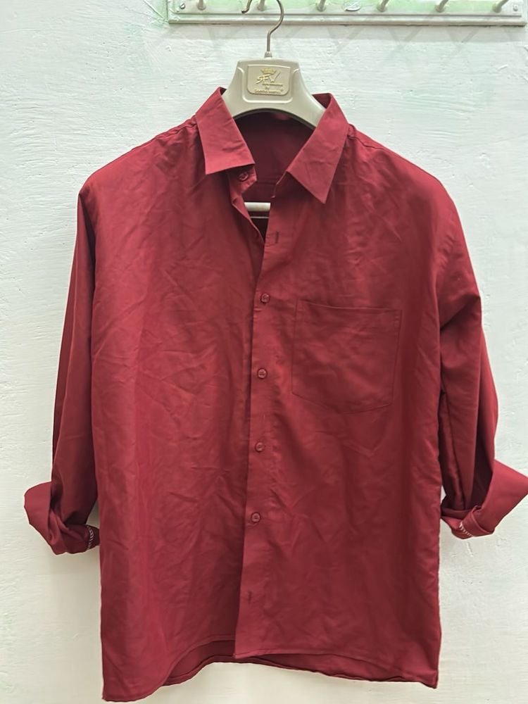 Maroon Long Sleeve Over sized Shirt