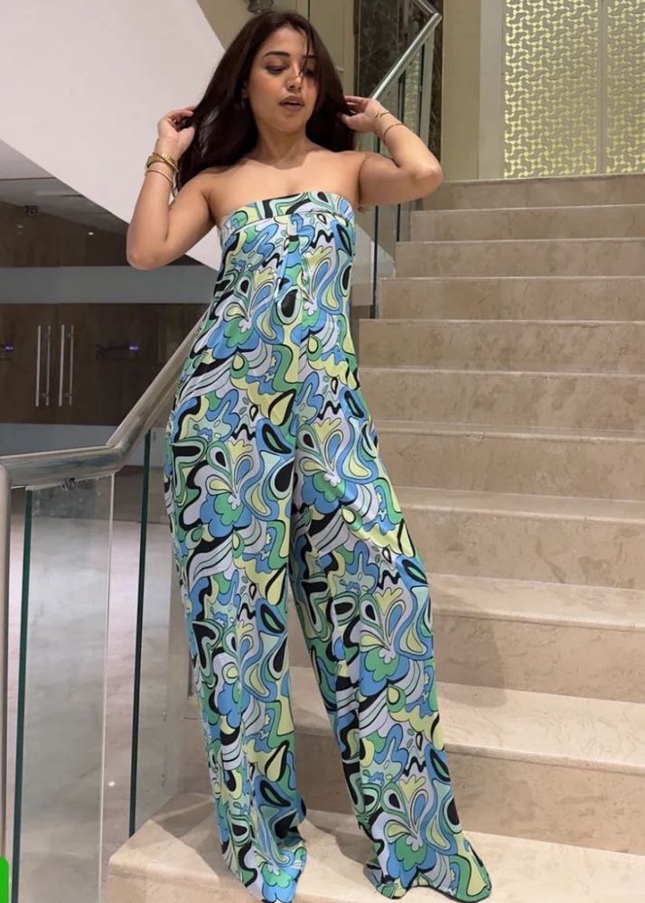 Abstract Printed Tube Jumpsuit