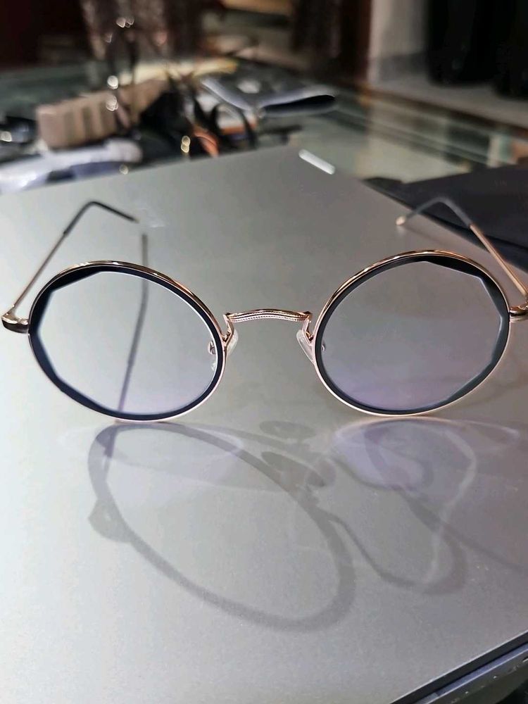 Black And Golden Round Frame EyeGlasses