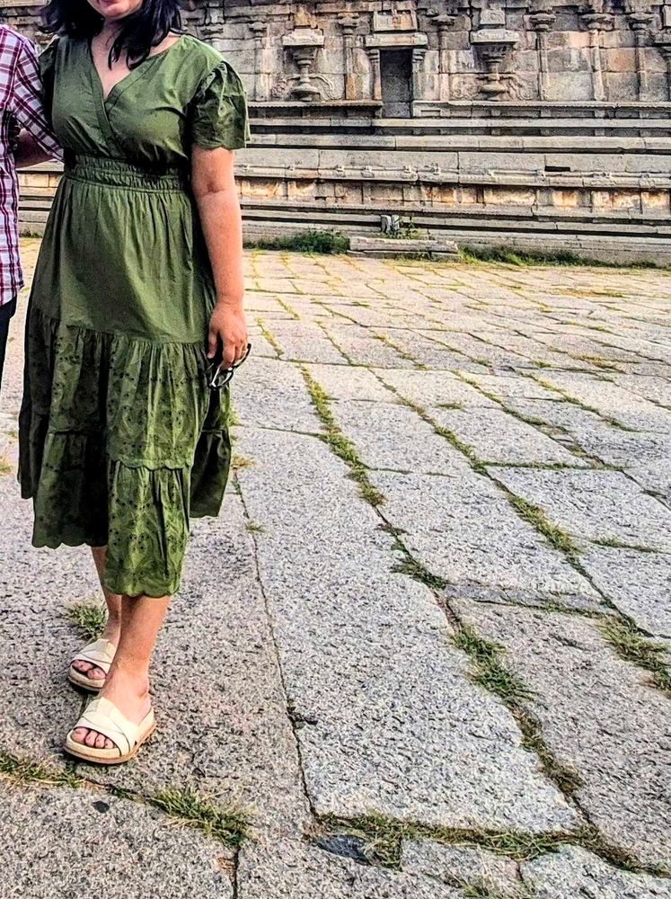 Green Colour Midi Dress from WESTSIDE