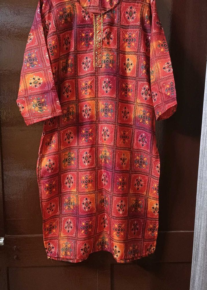 Red Kurti Set