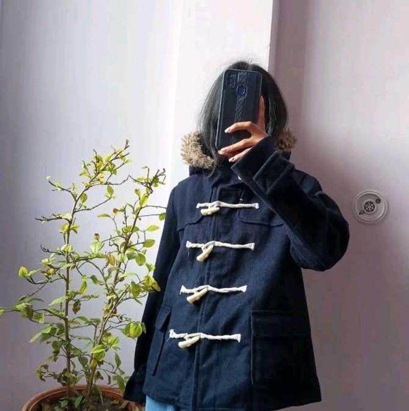 Stylish Navy Blue Duffle Coat