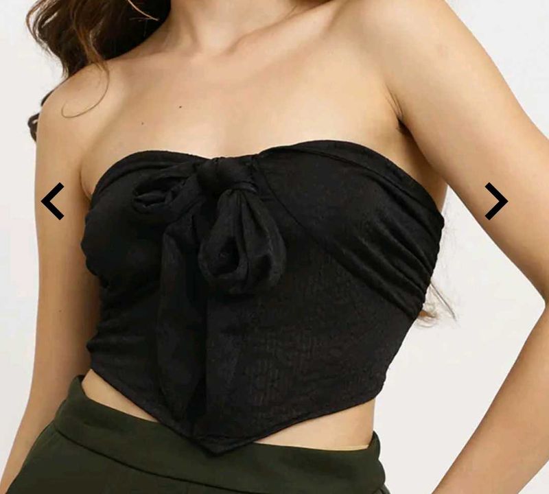 Chic Black Tie-Front Tube Top