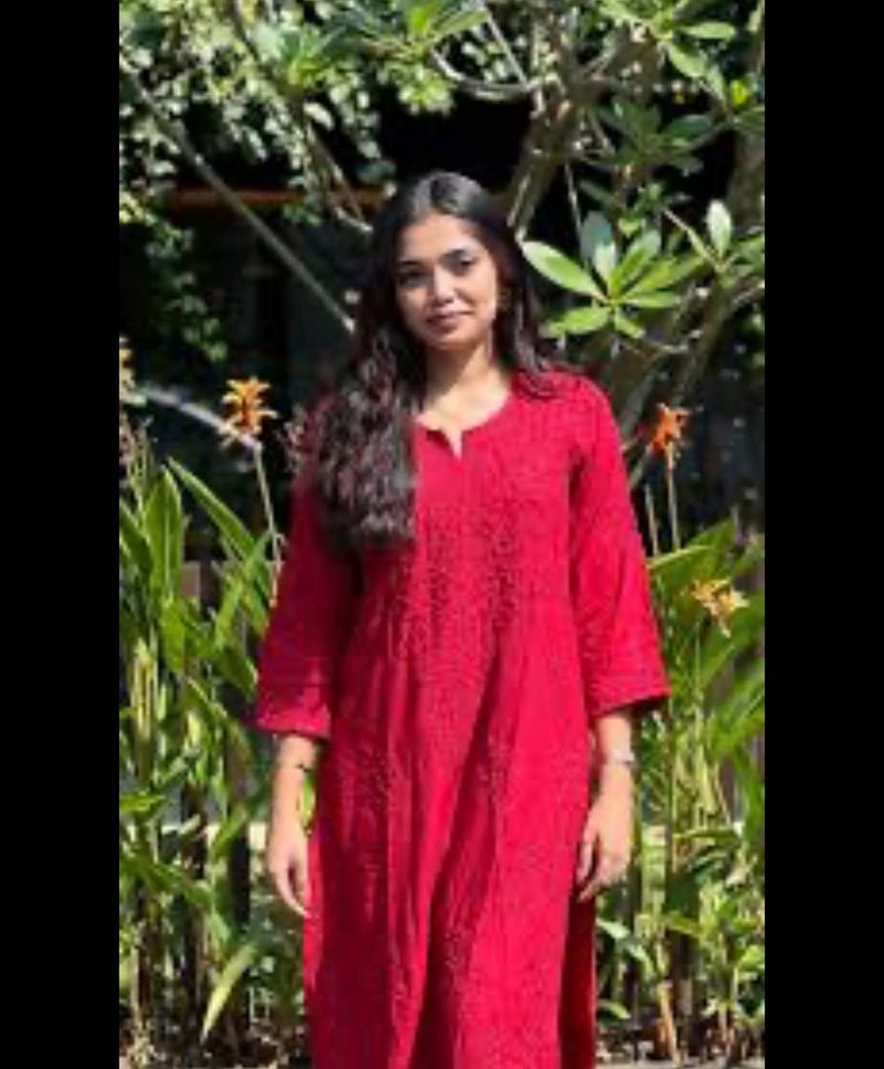 RED CHIKANKARI KURTA SET♥️