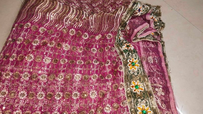 Elegant Pink Embellished Saree