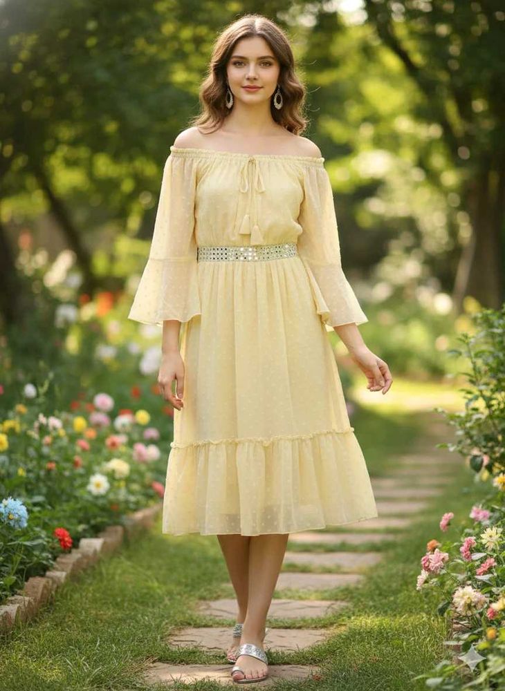 Off-Shoulder Midi Dress