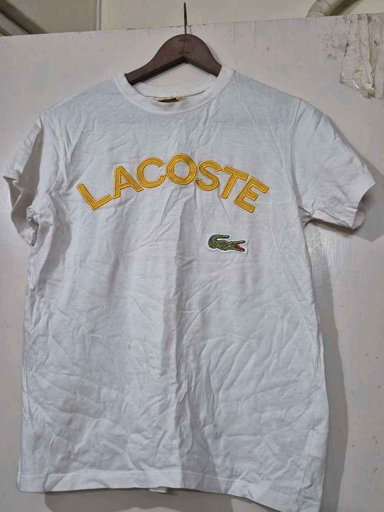 Lacoste White Graphic Tee