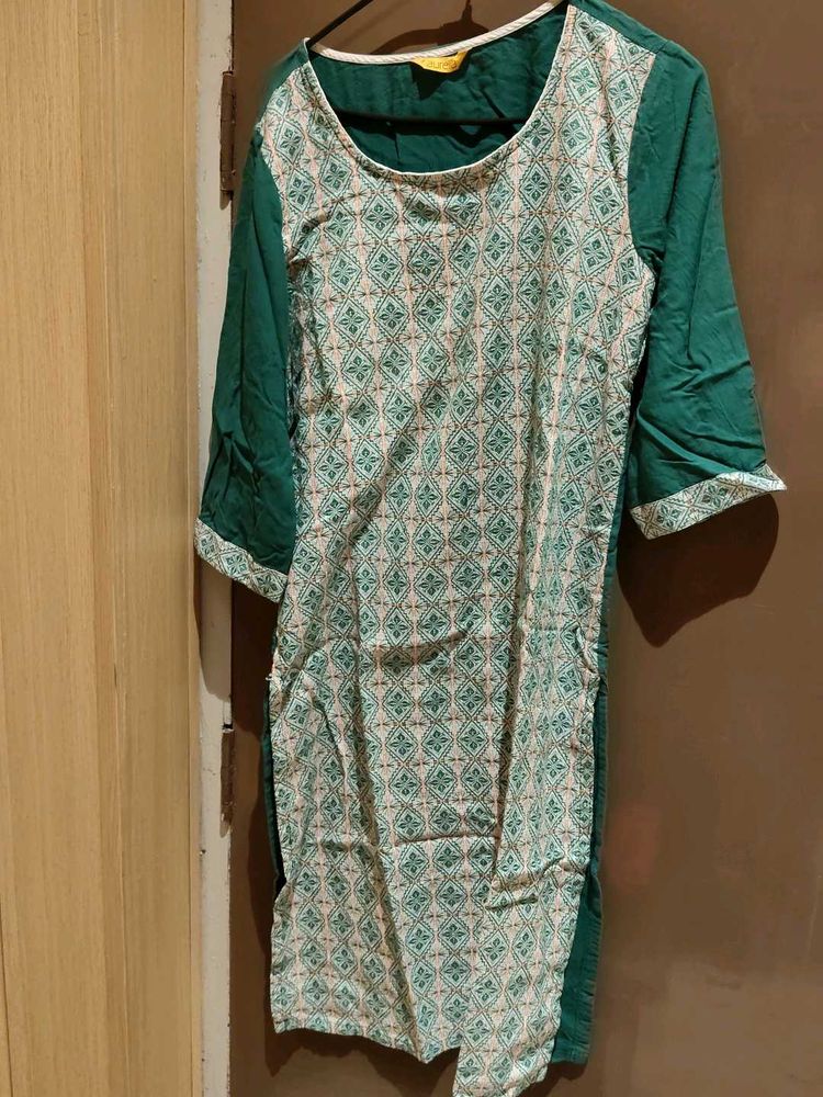 Green Printed Kurta