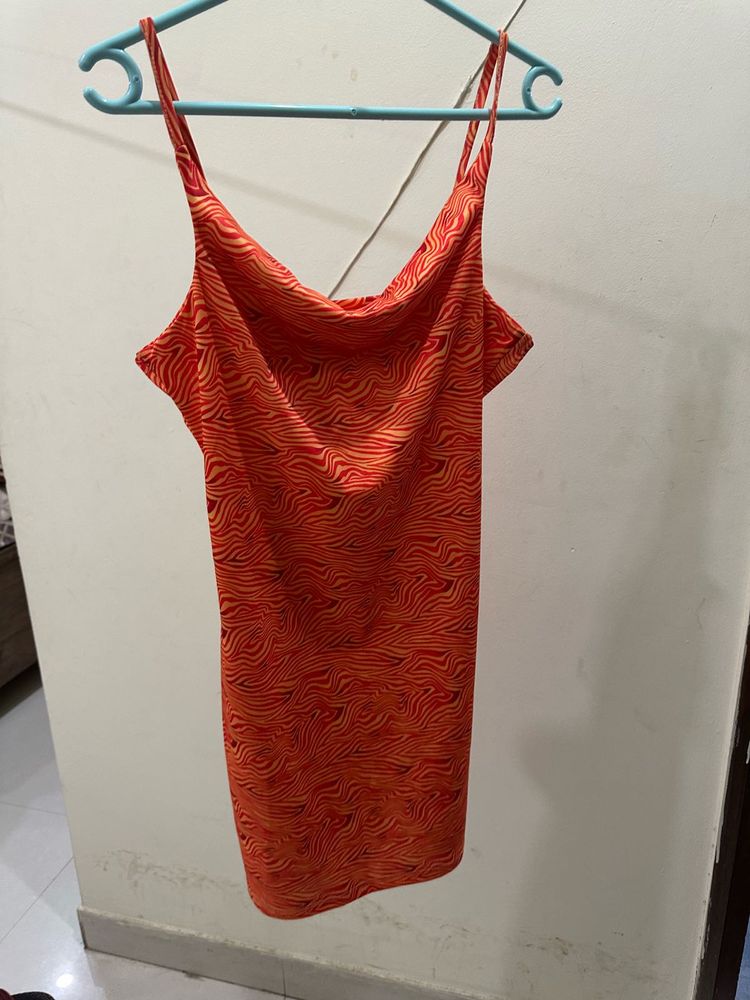 Orange Zebra Mini Dress
