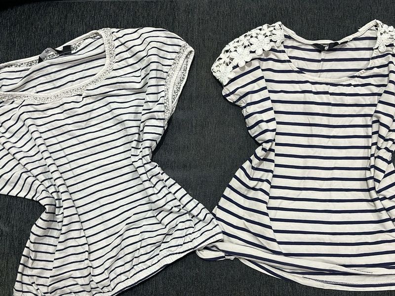 Combo-Chic Striped Tunic Top with Lace Detail