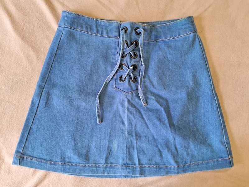 Blue Denim Korean Skirt For Women