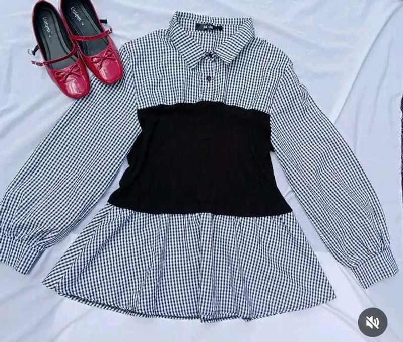 Cute Gingham Shirt Dress