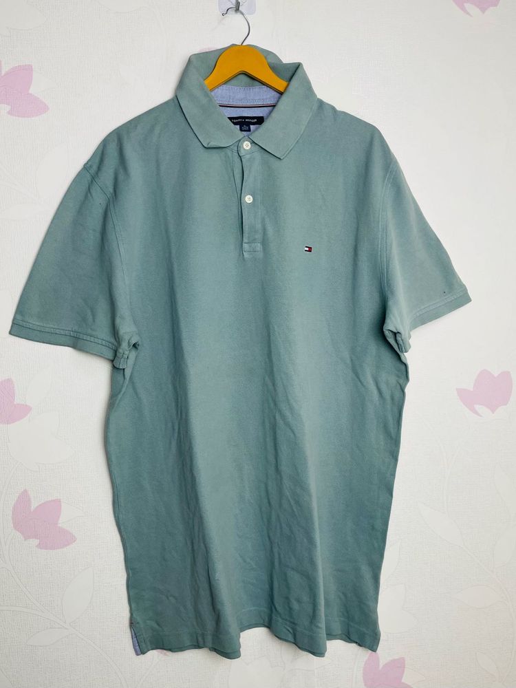 Tommy Hilfiger Men Sea Green Polo T-shirt