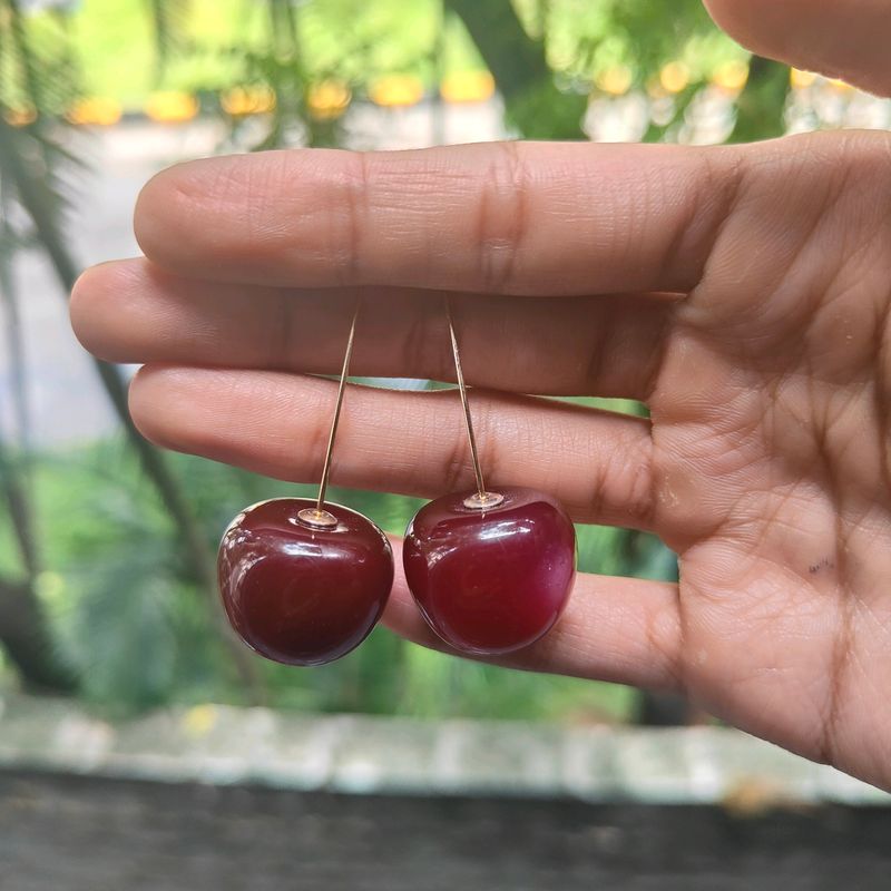 Burgandy Red Cherry Earrings