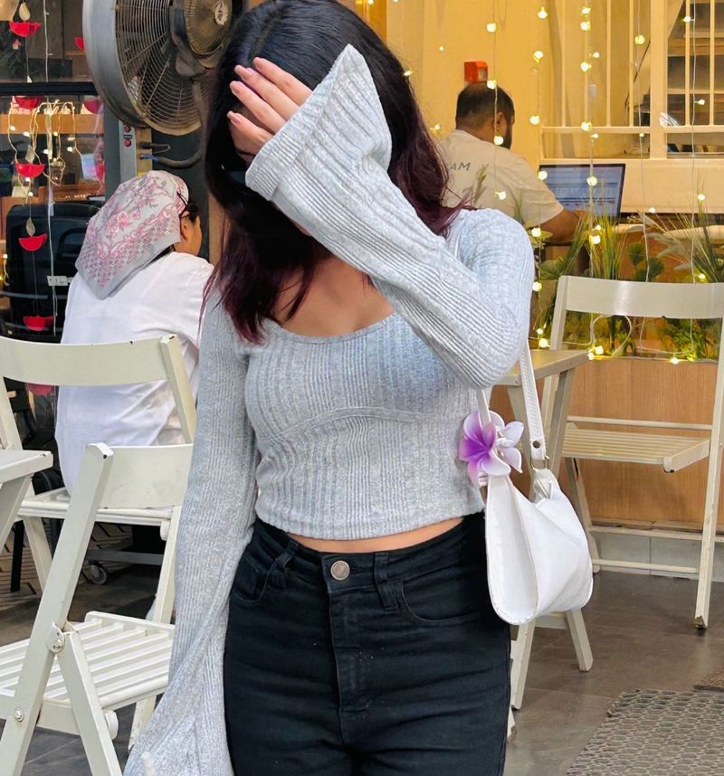 Gray Long Sleeve Top