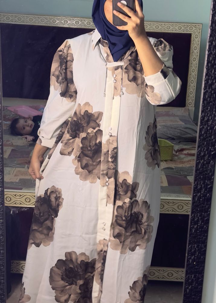 Floral Print Maxi Shirt Dress