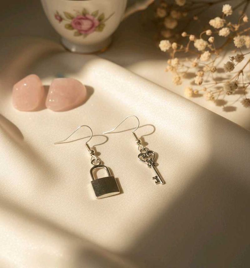 Gothic Y2K Lock and Key Earrings