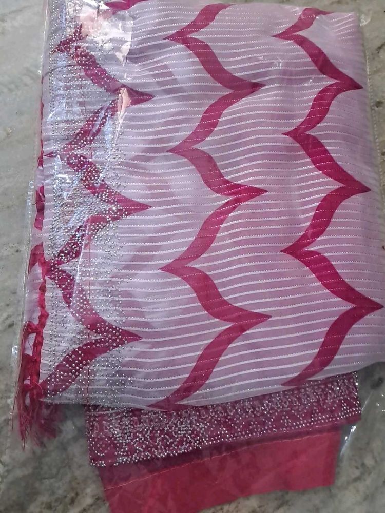 brand New saree pink n white