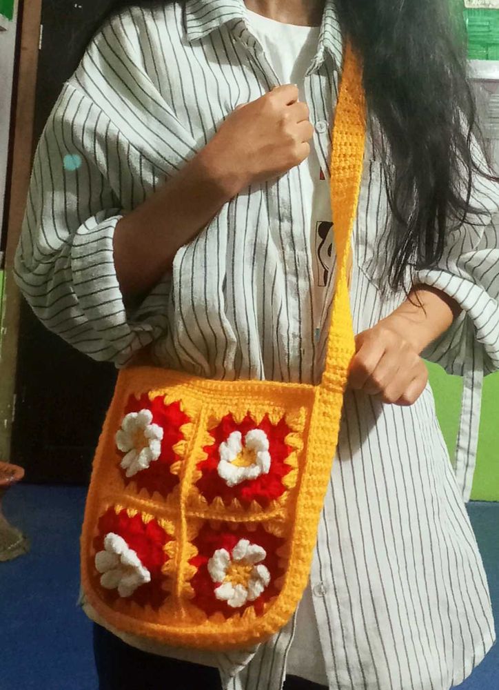 Handmade Crochet Flower Bag