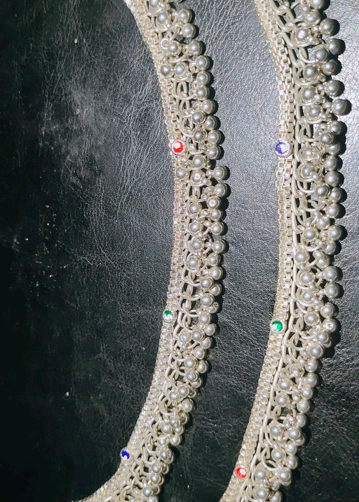 Heavy Anklets In Silver Colour