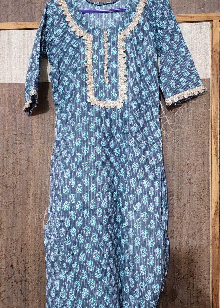 Printed Blue Kurta