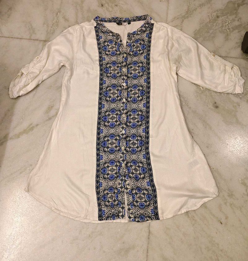Rayon White Kurti Office Wear