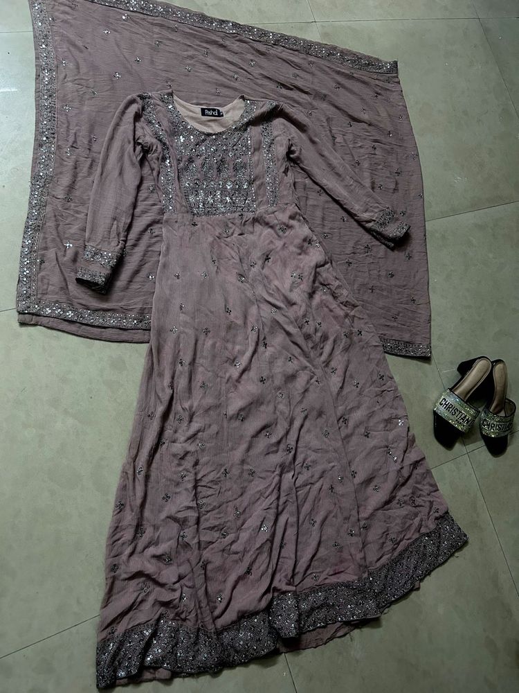 Muave Gown With New Sandal