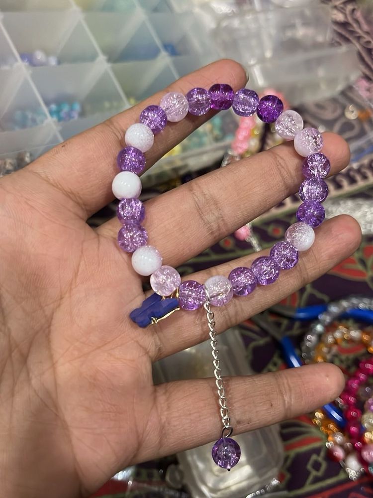 Purple Beaded Charm Bracelet