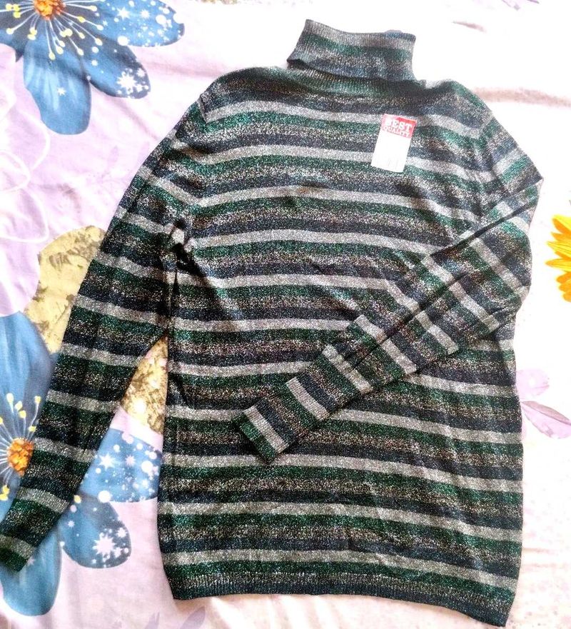 Striped Turtleneck T shirt.