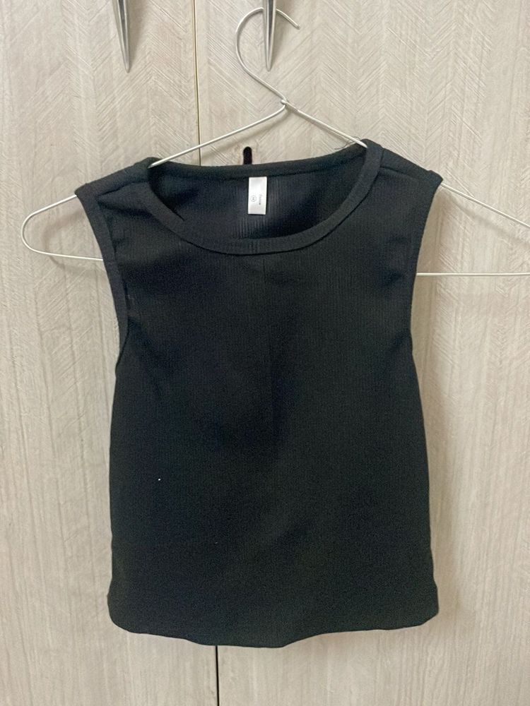 Black Ribbed Tank Top