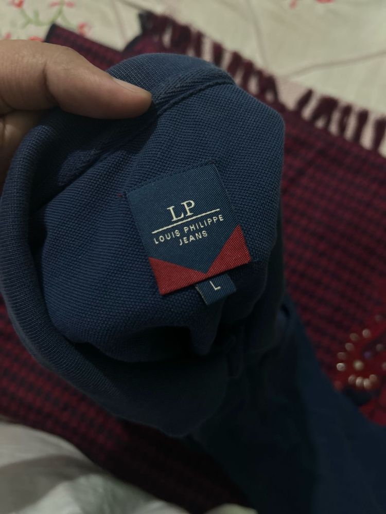 Louis Philippe Navy Blue Polo T-Shirt – Size L (Li
