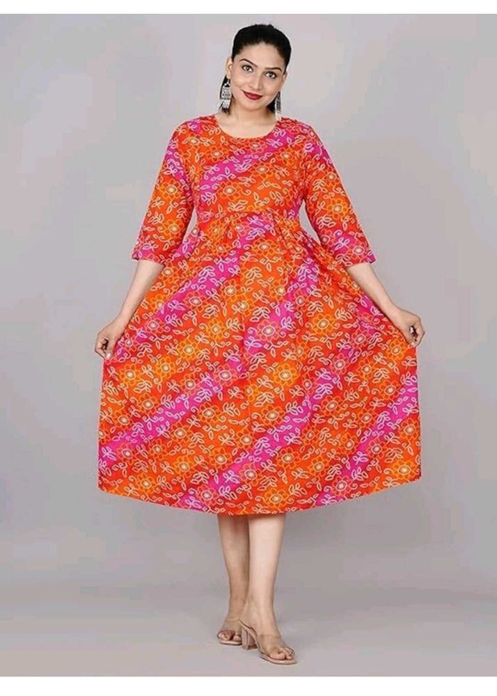 Plus Size Colorful Printed Bandhej Gown