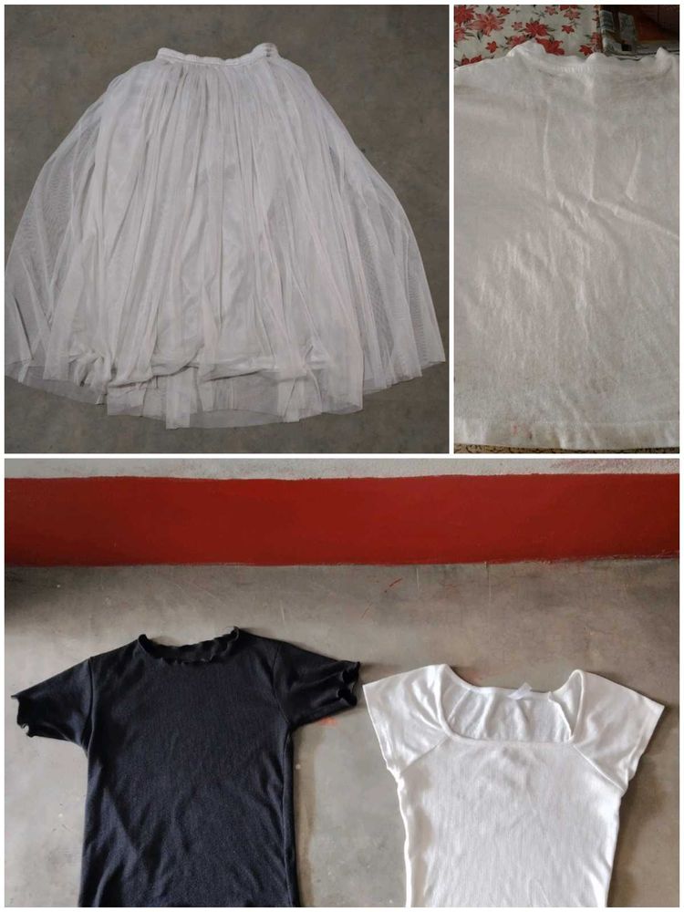 combo of 4 womenSkirt,2top&amp; tshirt
