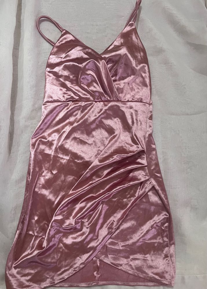 Pink Satin Mini Dress