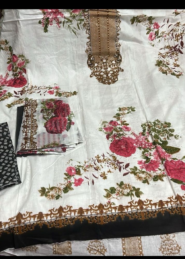 Pakistani Floral Print Unstitched Suit
