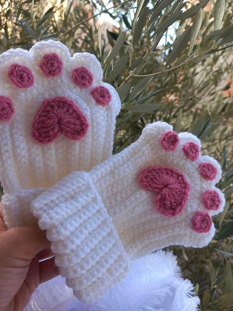 Crochet Cat Paw Hand Warmers