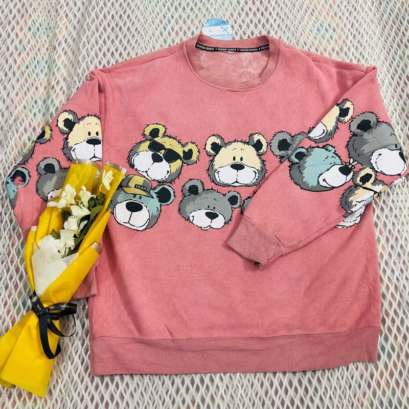 Cute Bear Print Sweatshirt