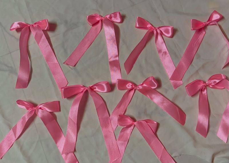 Pink Bow Ribbon 🎀 10 peices