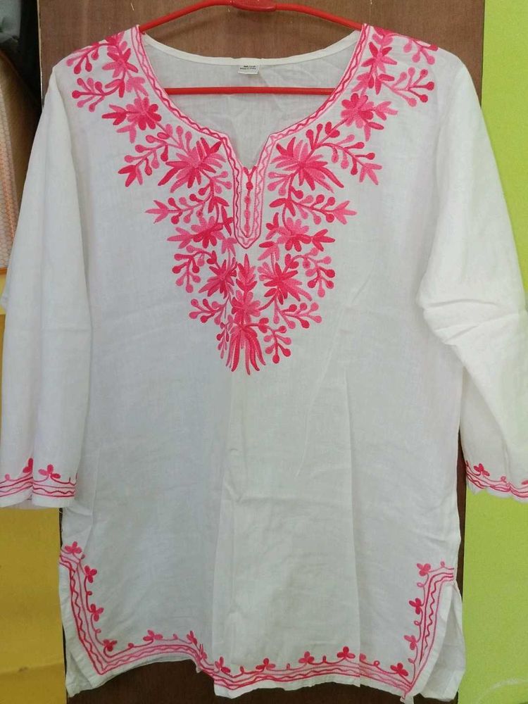 Cotton Daily Wear Kurta With Pink Print