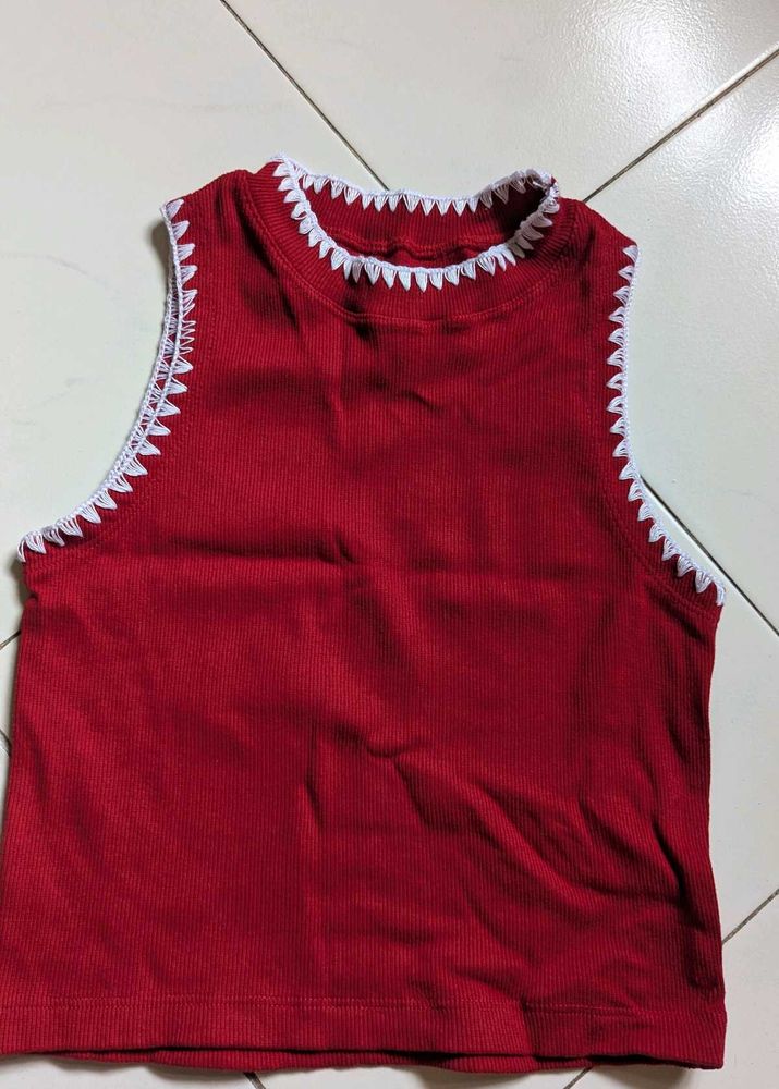 Red Knit Tank Top