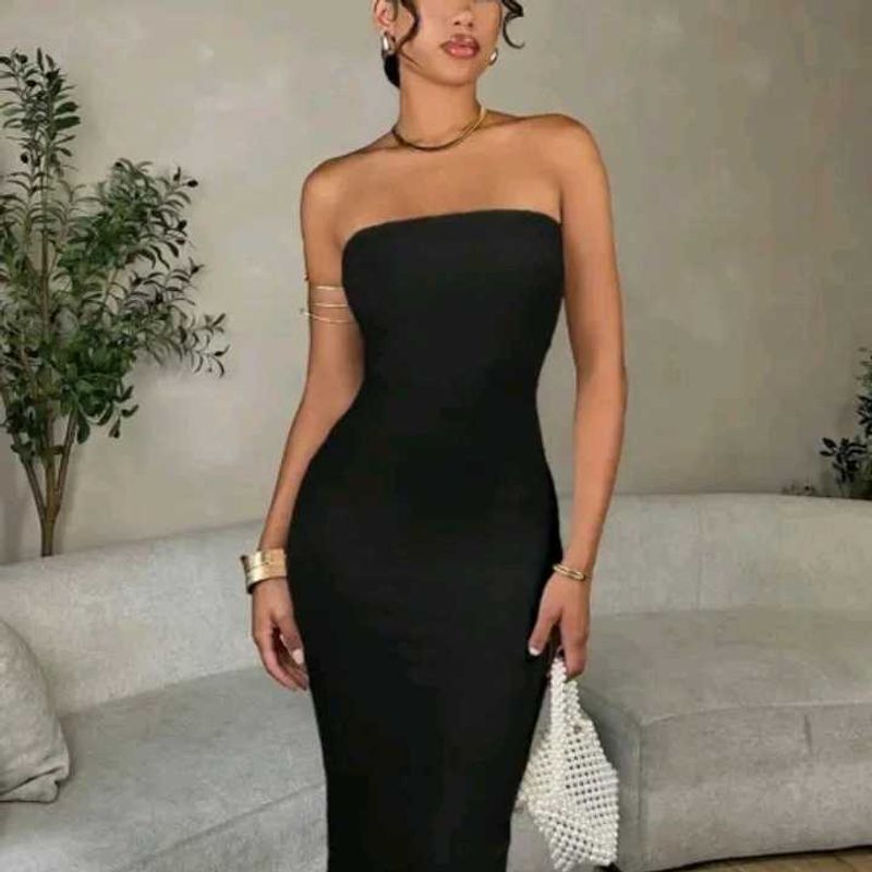 Sleek Black Tube Dress