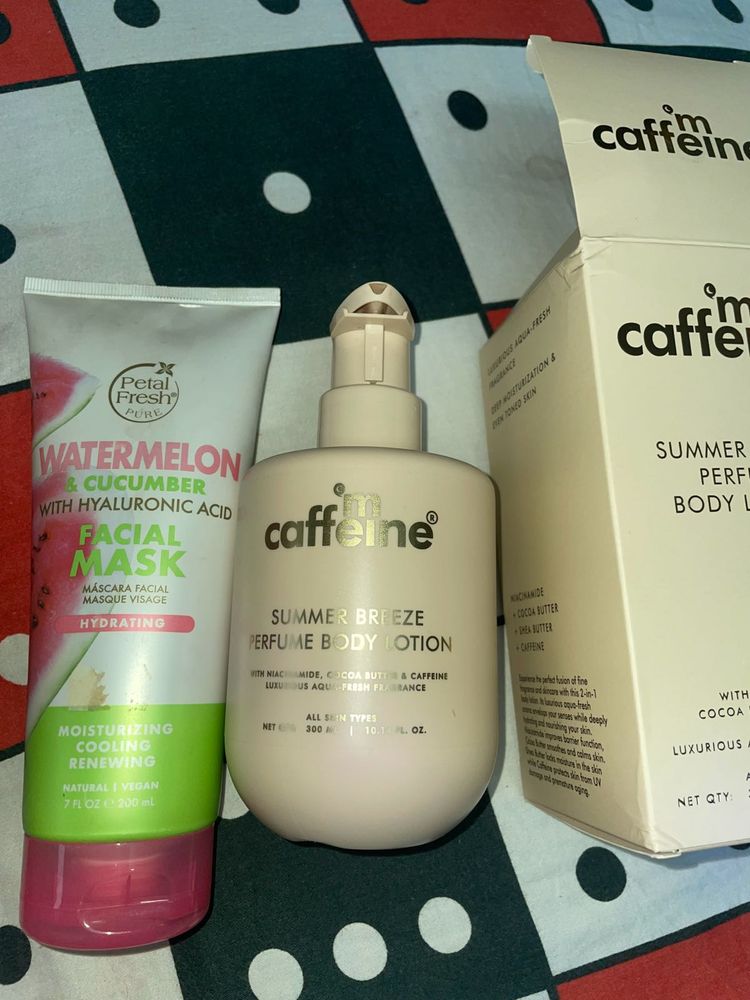 perfume  body lotion and free hyaluronic facial ma