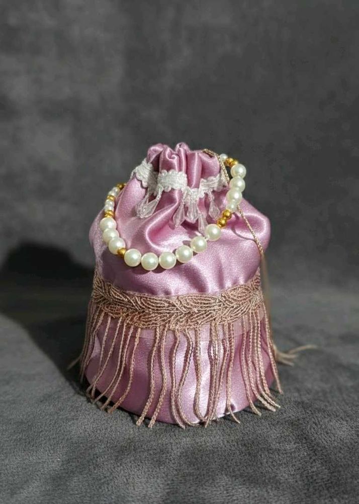 Elegant Pink Beaded Pouch/potli