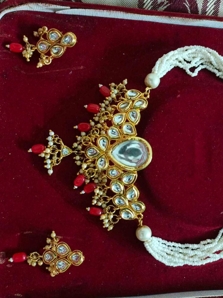 Copper And Kundan Jewellery Set
