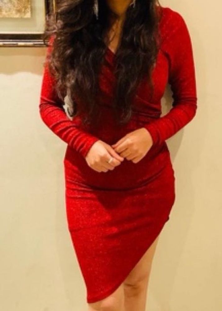 Women Bodycon Shimmer Red Dress