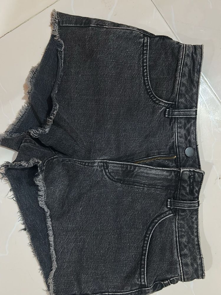 Black Shorts Denim Dark Grey