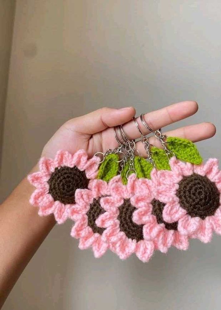 Crochet Sunflower Keychain