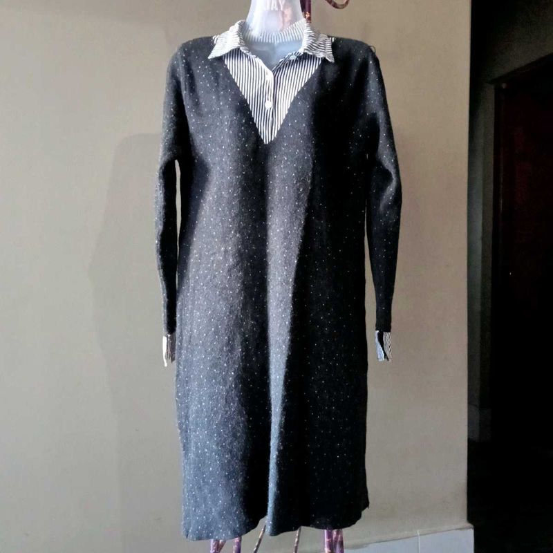 Stylish Knit Shirt Dress